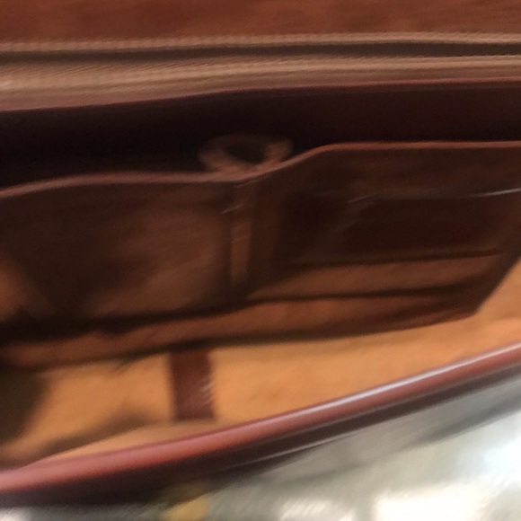 Jack George cognac color Leather Adjustable Strap Crossbody Briefcase - Picture 14 of 16